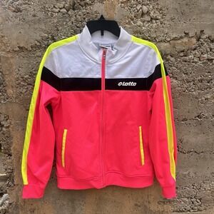 Vintage Lotto Athletica Classic Sweat Full Zip Bright Neon Pink Jacket Size L